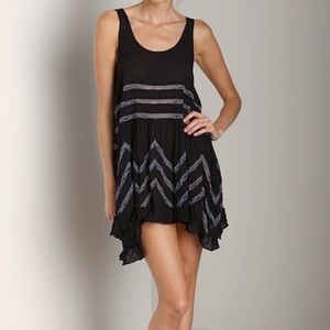 Free People Lace Voila Black Trapeze Dress